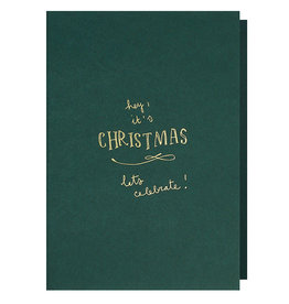 Papette Wenskaart - Hey, it's Christmas, Dark green - Dubbele kaart + Envelop