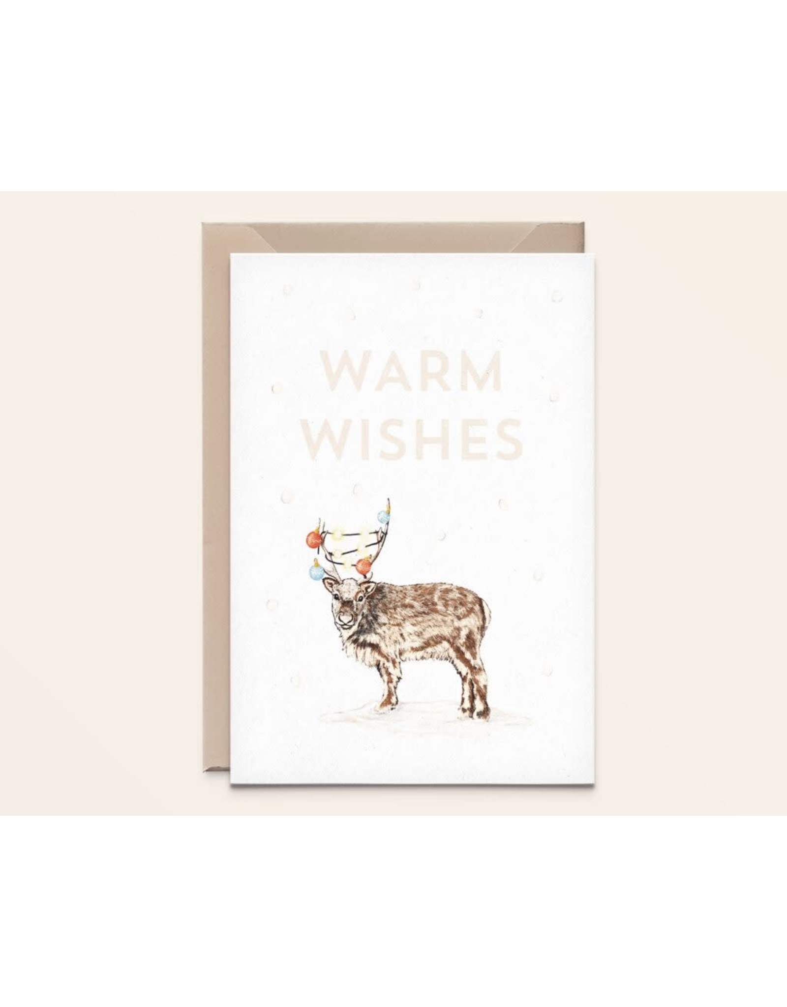 Kathings Wenskaart - Reindeer warm wishes - Dubbele kaart + Envelop