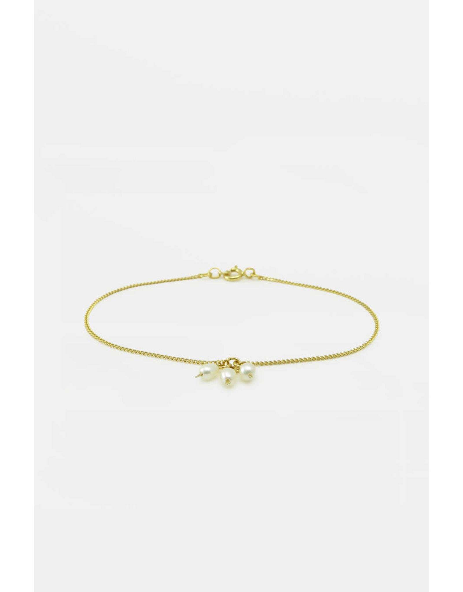 Studio MHL Armband MHL - 3 Zoetwaterparels - Goud - Verguld 18K