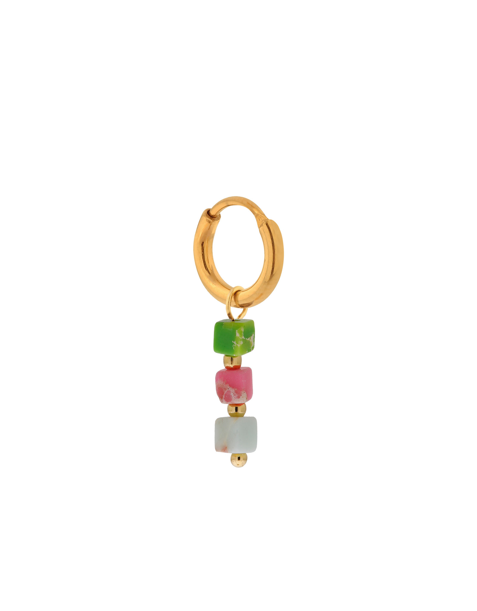 Label Kiki Hoop single - Cube Color - Goud - RVS