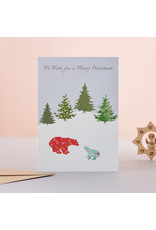 Eloise Hall Wenskaart, Kerst - Polar Bears & Tree - Dubbele Kaart + Envelop