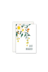 Leo La Douce Wenskaart -  Just Married, Flowers - Dubbele kaart + Envelope