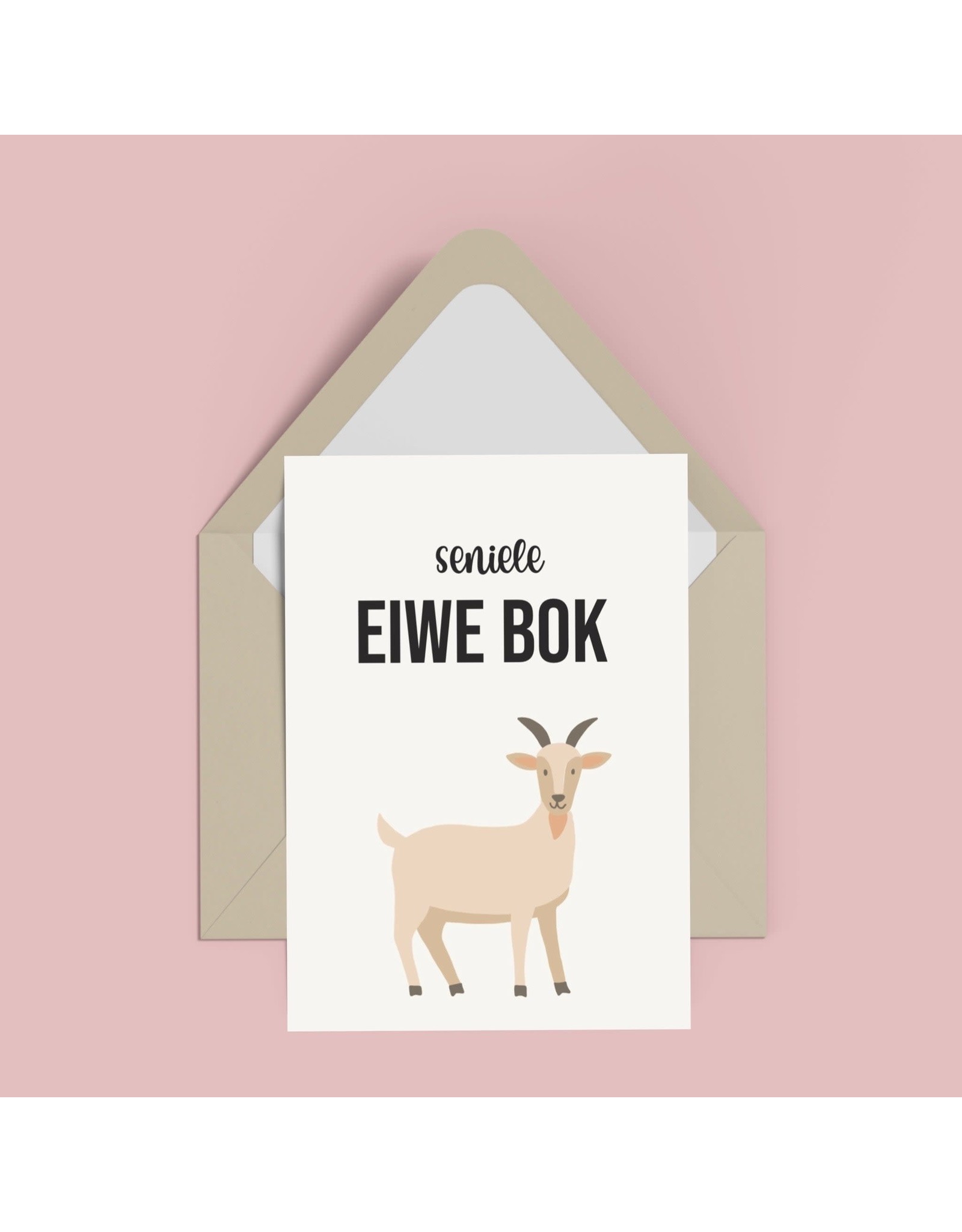 Atelier Moomade Wenskaart - Seniele eiwe bok - Postkaart + Envelop