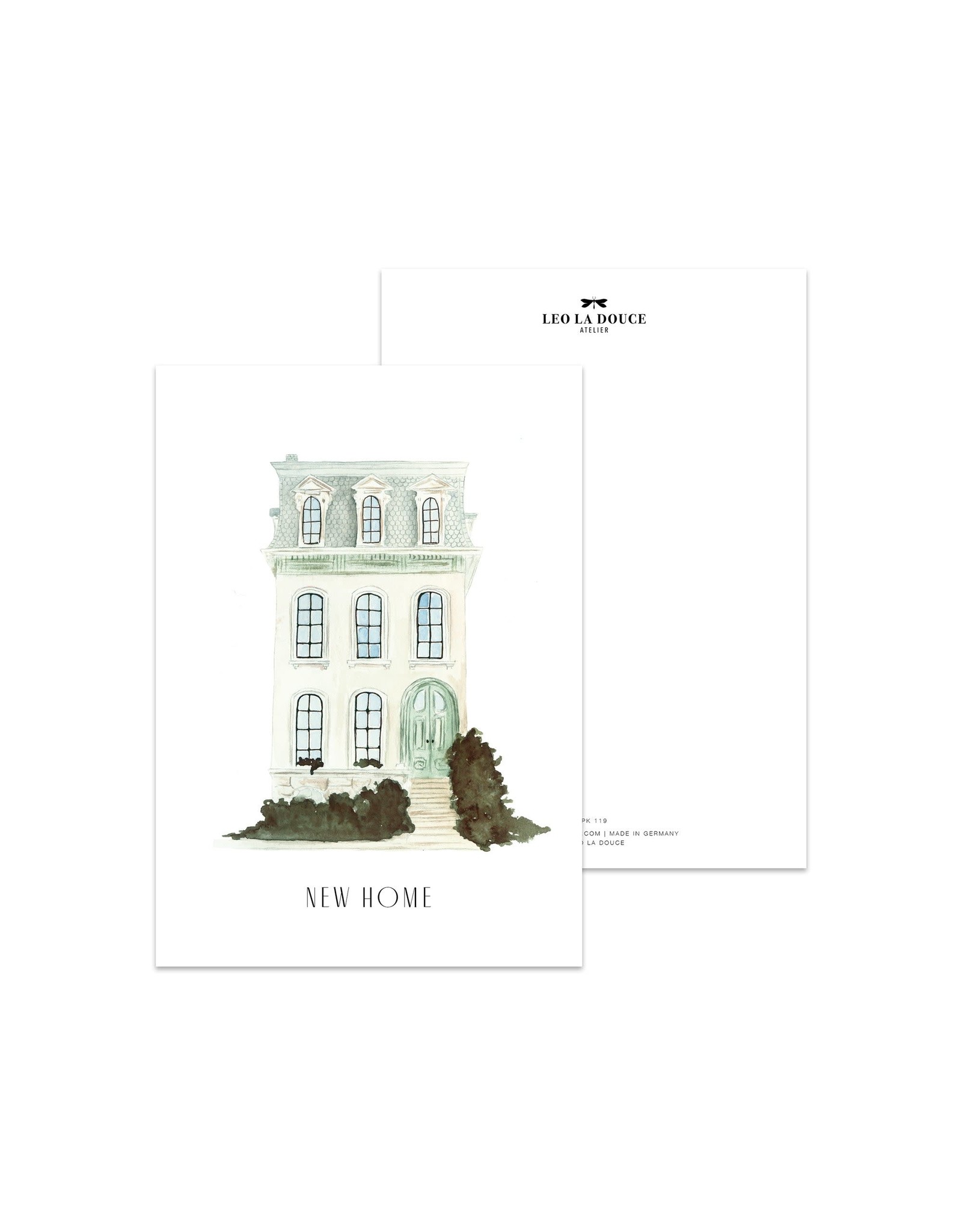 Leo La Douce Wenskaart - Herenhuis, new home - Postkaart + Envelope