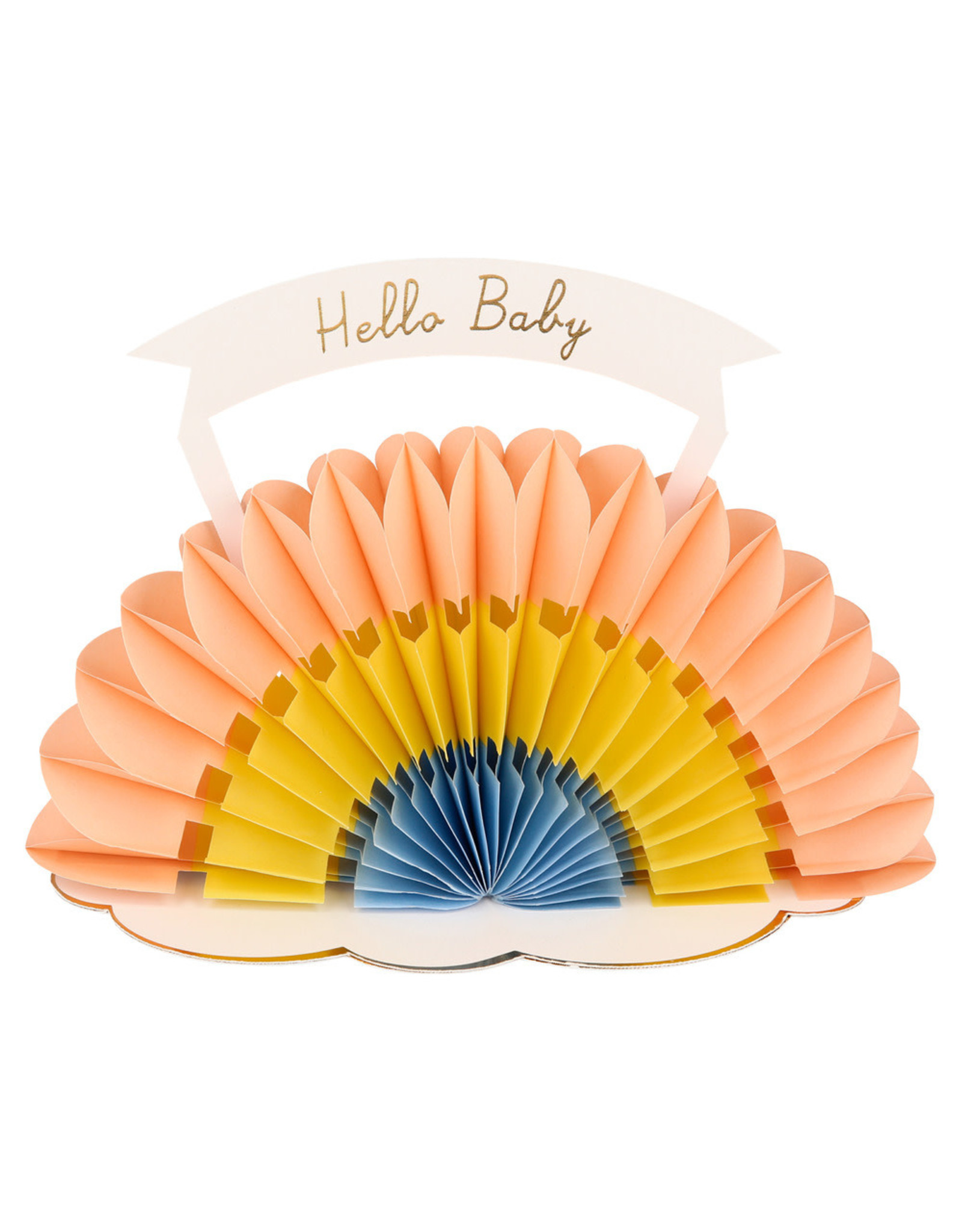 Meri Meri Wenskaart - Honeycomb Rainbow, Hello Baby + Envelop