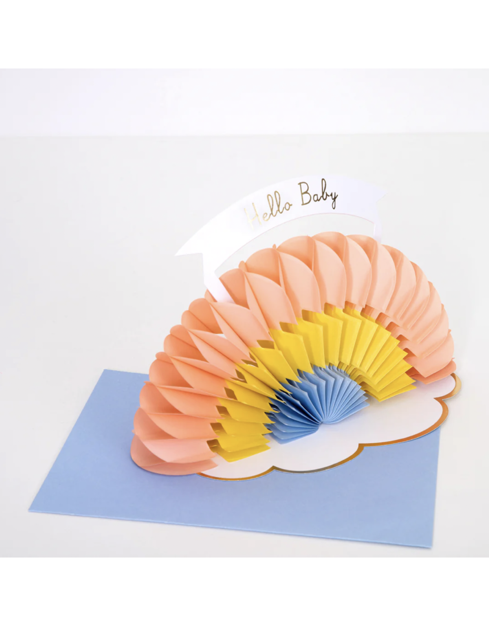 Meri Meri Wenskaart - Honeycomb Rainbow, Hello Baby + Envelop