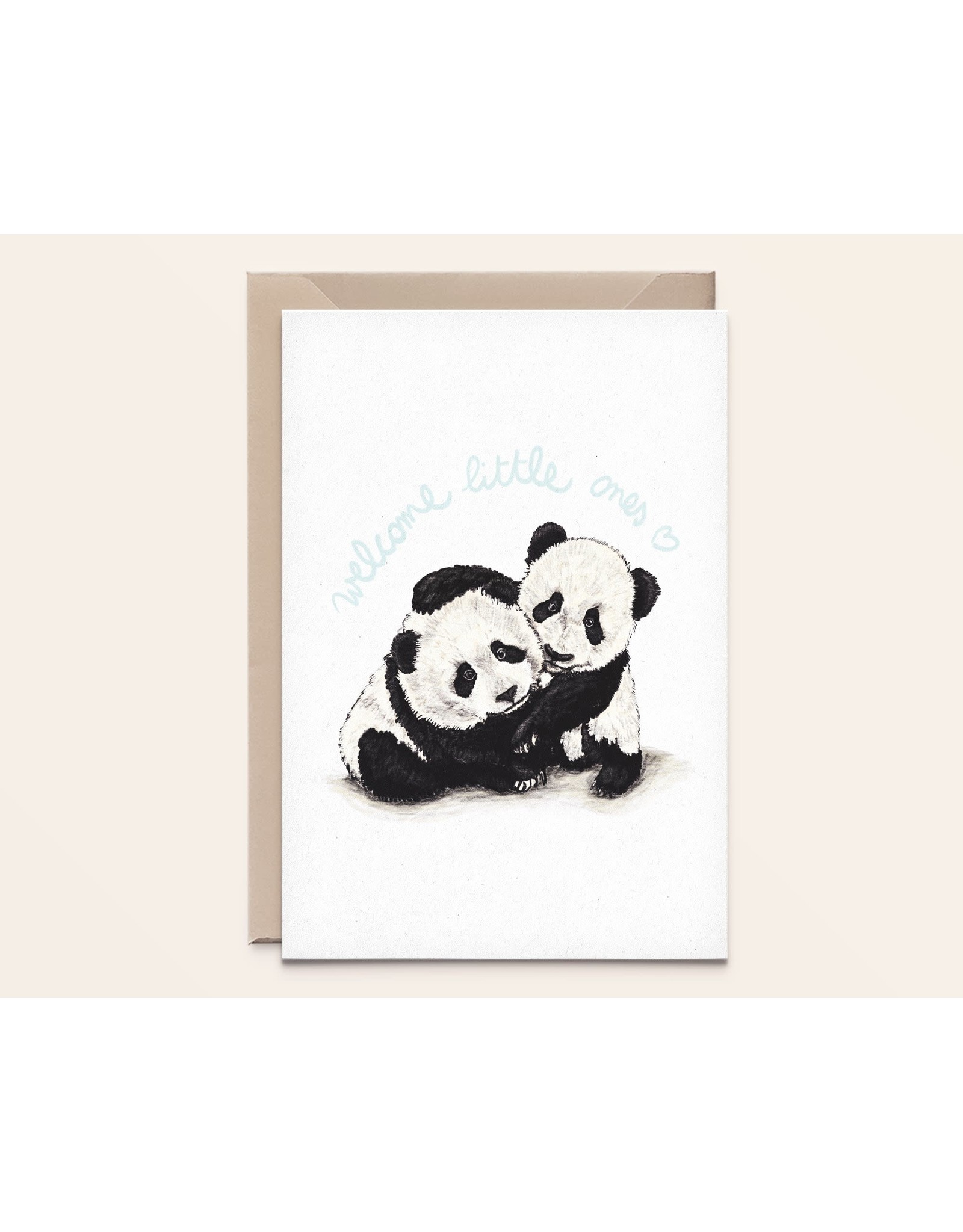 Kathings Wenskaart - Panda Twins - Dubbele kaart + Envelop