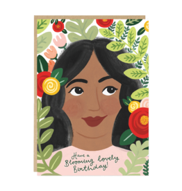 Jade Fisher Wenskaart - Dahlia, Blooming - Dubbele kaart + Envelop