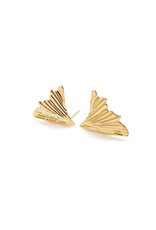 Nadja Carlotti Oorstud Ginkgo  gevouwen blad - Messing Verguld - 1,4 x 1,6cm