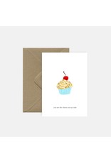 Pink Cloud Studio Wenskaart - Cupcakes - Dubbele Kaart met envelop - blanco