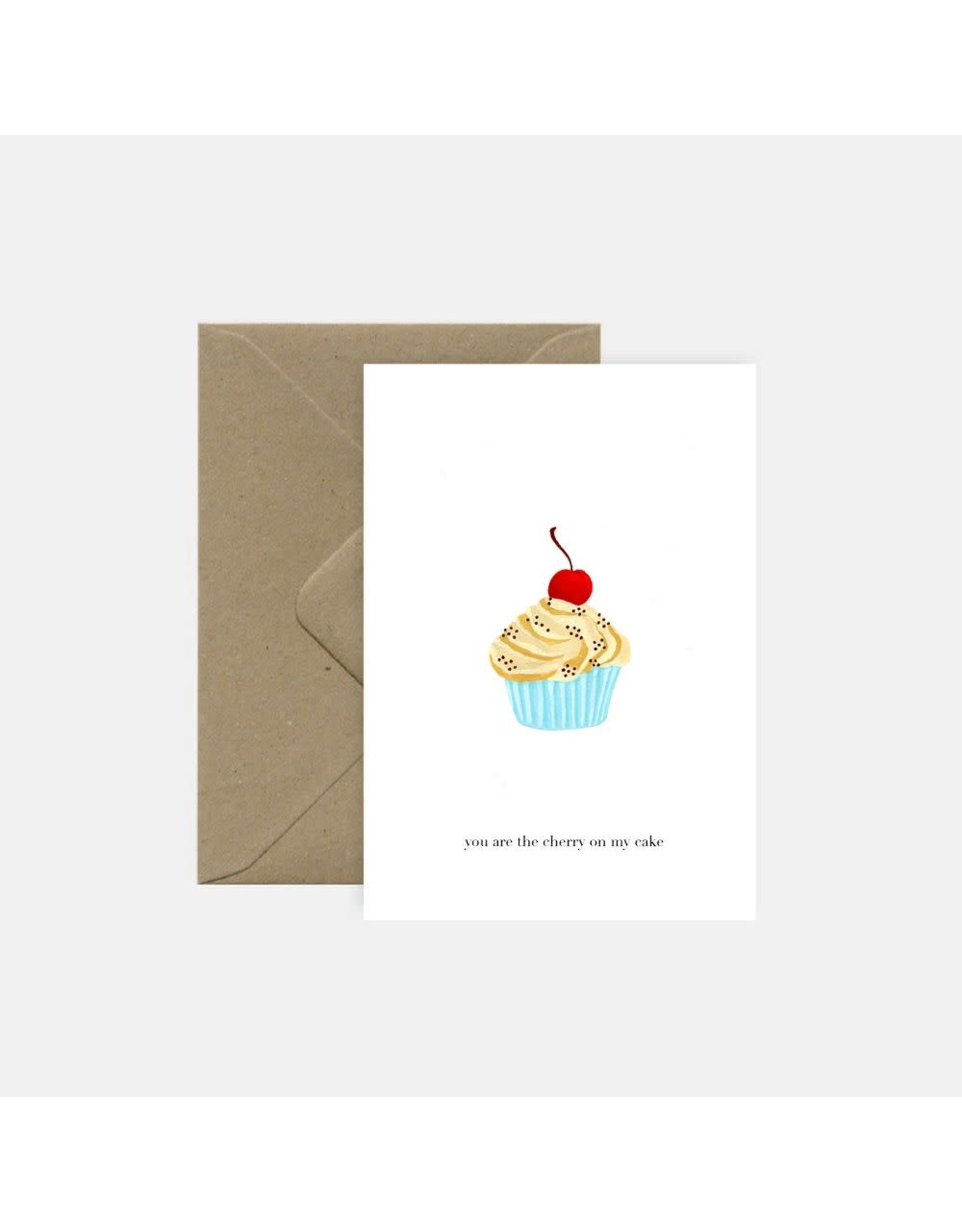 Pink Cloud Studio Wenskaart - Cupcakes - Dubbele Kaart met envelop - blanco