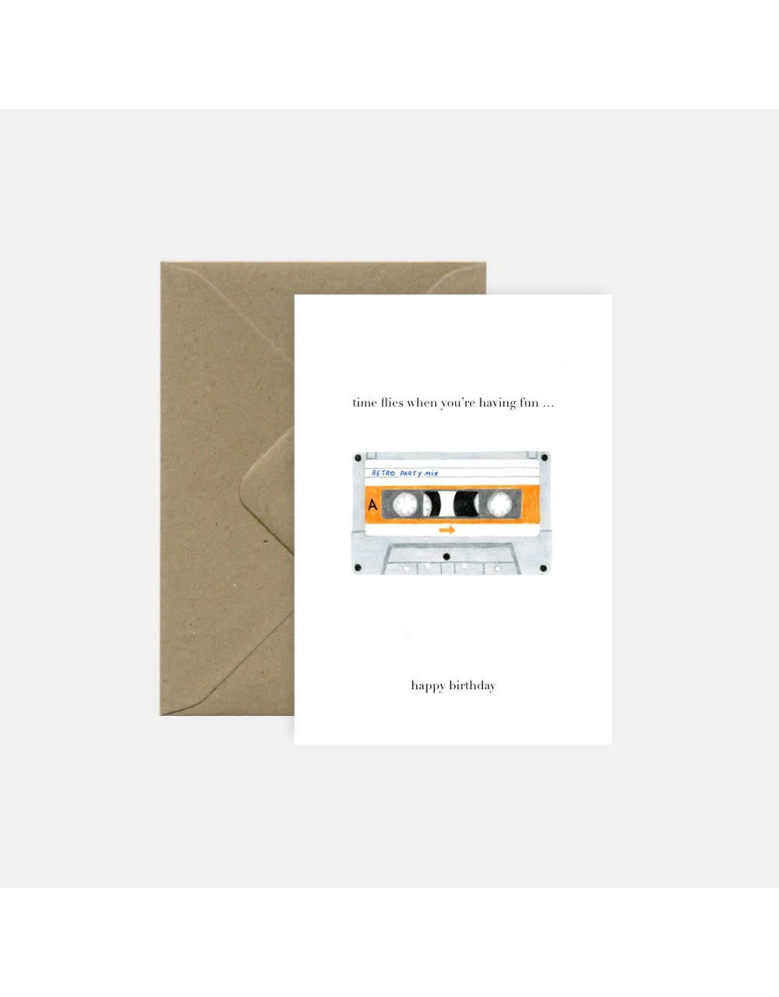Pink Cloud Studio Wenskaart - Cassette Tape - Dubbele Kaart + Envelop