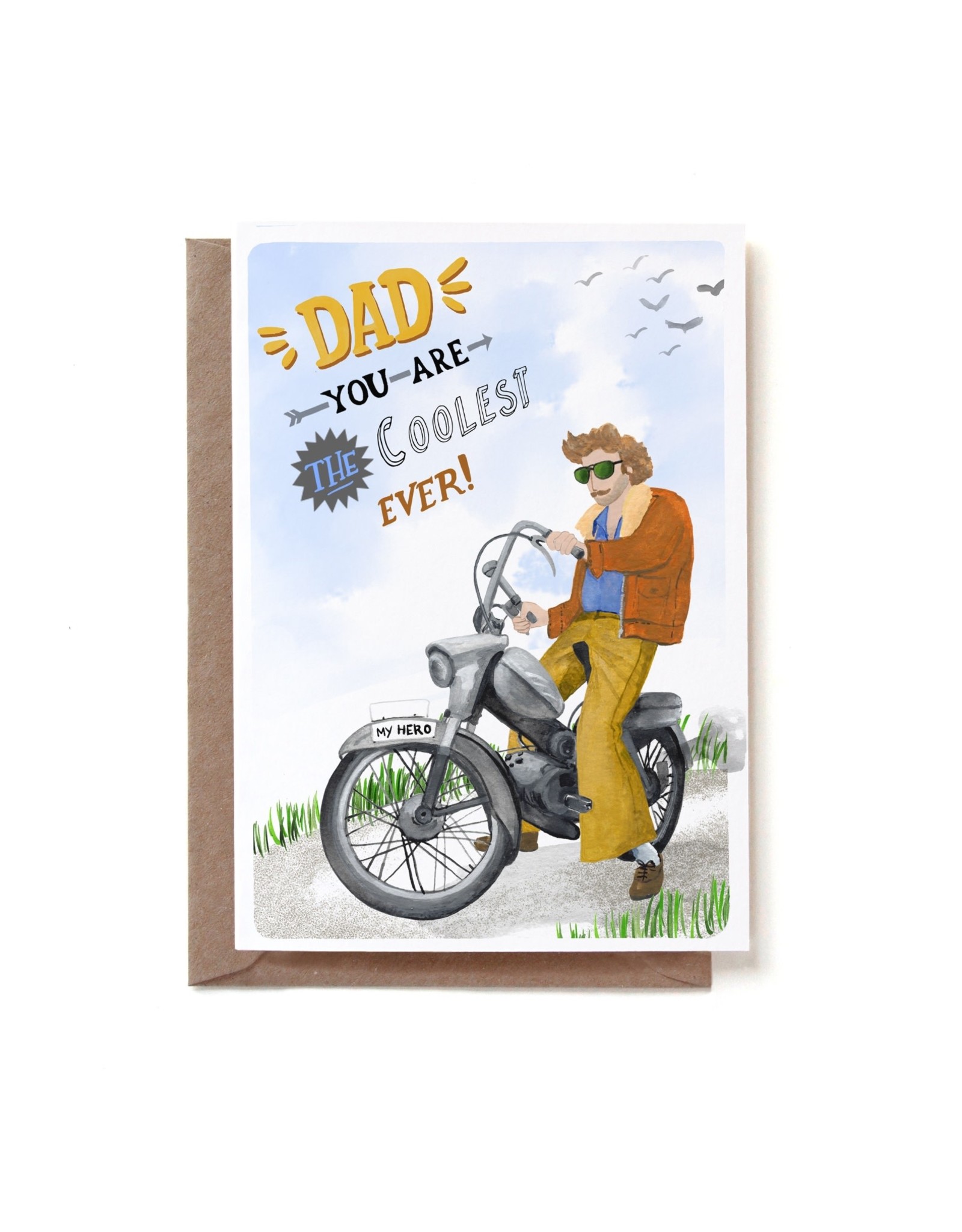 Reddish Design Wenskaart - Coolest Dad, moter - Dubbele kaart + Envelop