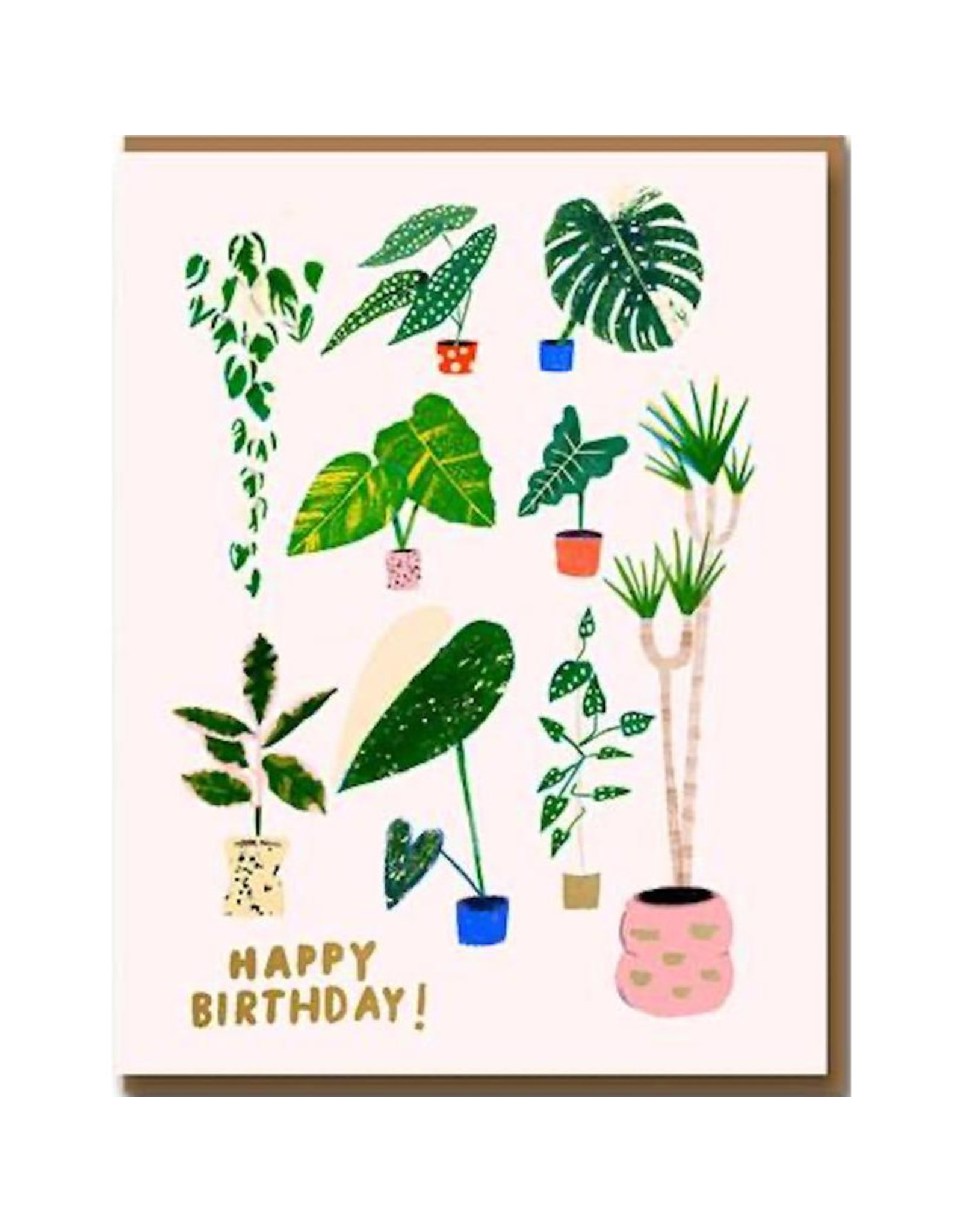 Carolyn Suzuki Goods Wenskaart - Happy BD Plants - Dubbele kaart + Envelop