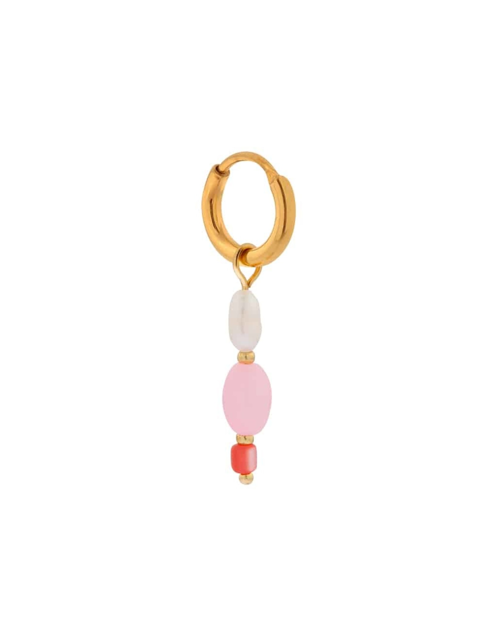 Label Kiki Single Hoop - Pink Drop - RVS