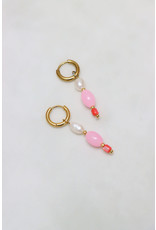 Label Kiki Single Hoop - Pink Drop - RVS