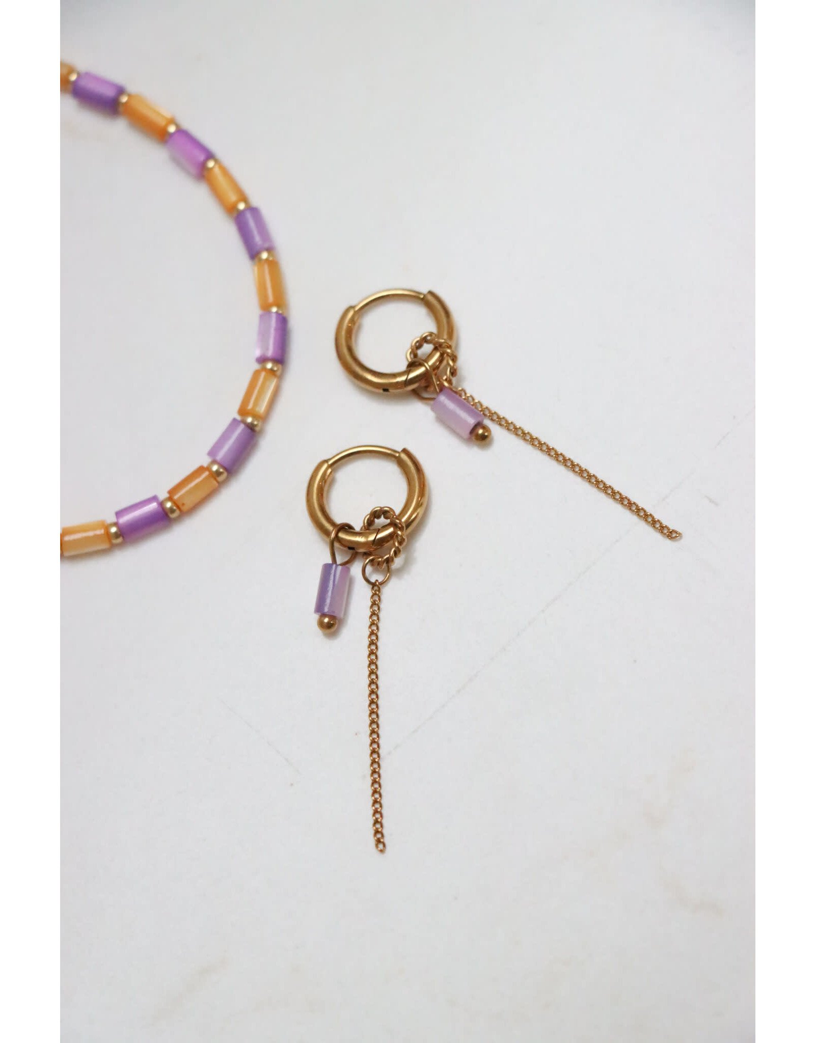 Label Kiki Single Hoop - Chain Violet - RVS