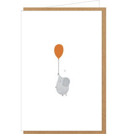 Klein liefs Wenskaart - Olifant met ballon - Dubbele kaart + Envelop