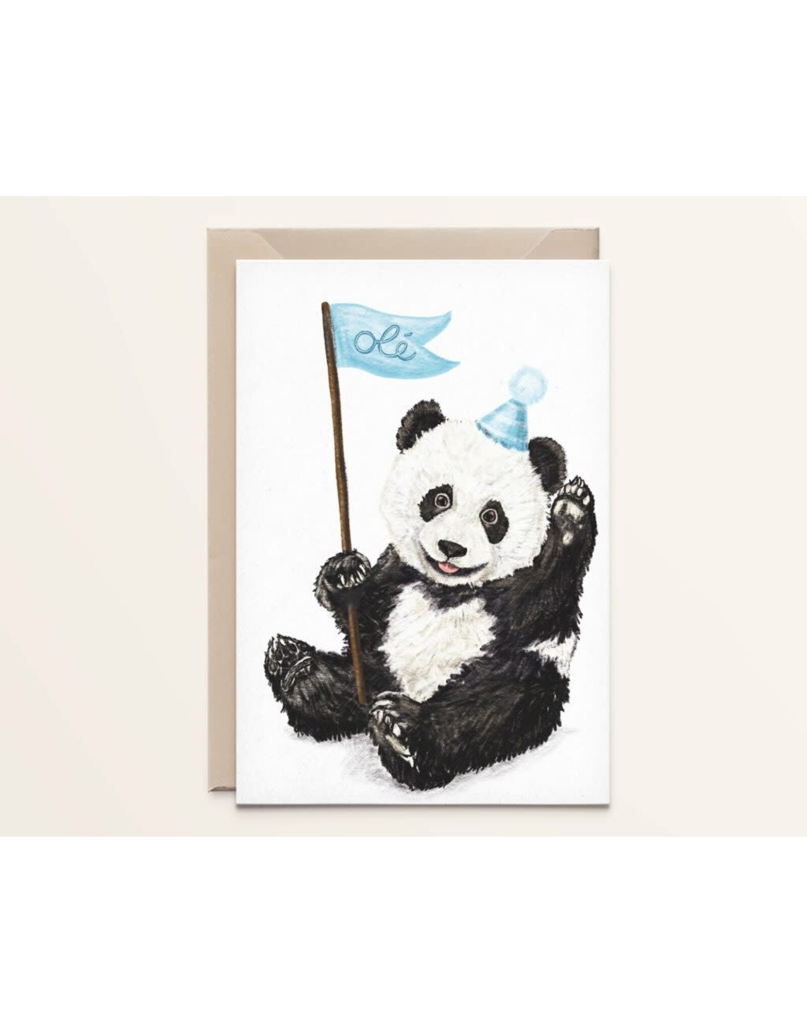 Kathings Wenskaart - Panda Olé - Dubbele kaart + Envelope