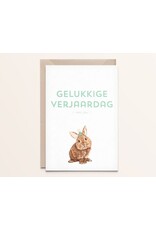 Kathings Wenskaart - Konijntje - Dubbele kaart + Envelop