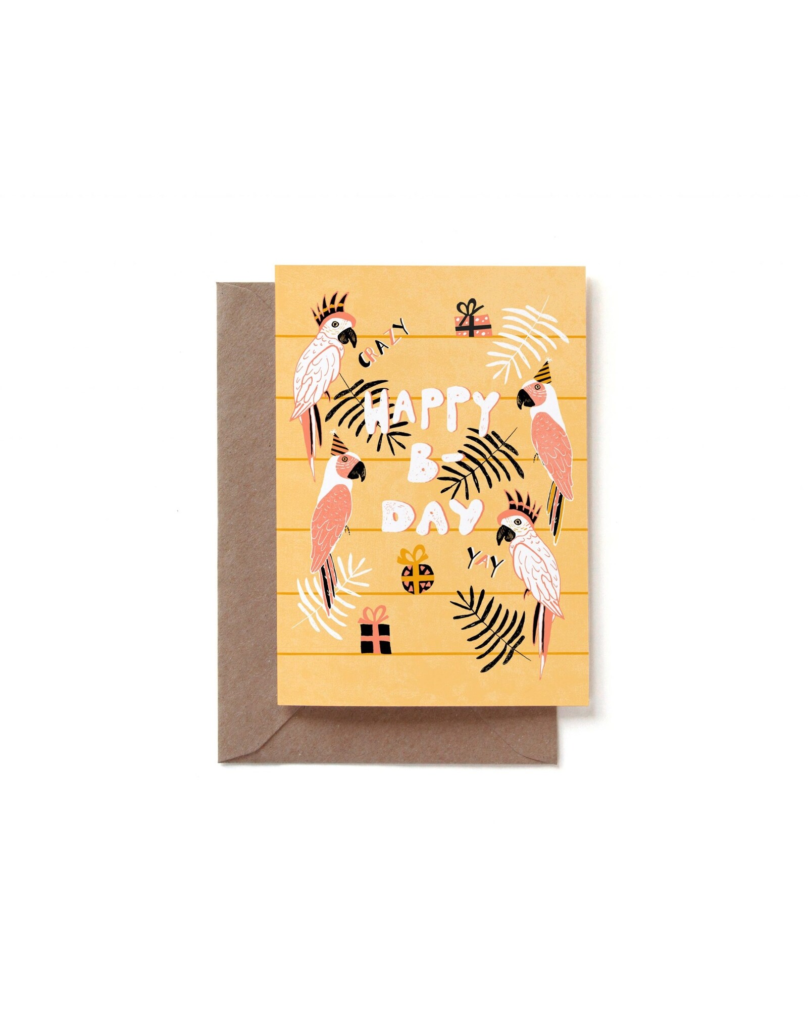 Reddish Design Wenskaart - Birthday Parrot - Dubbele kaart + Envelope - 10 x 15cm