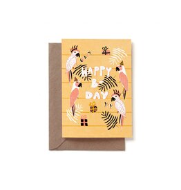 Reddish Design Wenskaart - Birthday Parrot - Dubbele kaart + Envelope - 10 x 15cm