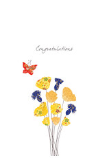 Eloise Hall Wenskaart - Congratulations Flowers  - Dubbele Kaart + Envelop