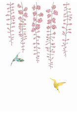 Eloise Hall Wenskaart - Wisteria & Hummingbirds  - Dubbele Kaart + Envelop