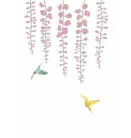 Eloise Hall Wenskaart - Wisteria & Hummingbirds  - Dubbele Kaart + Envelop