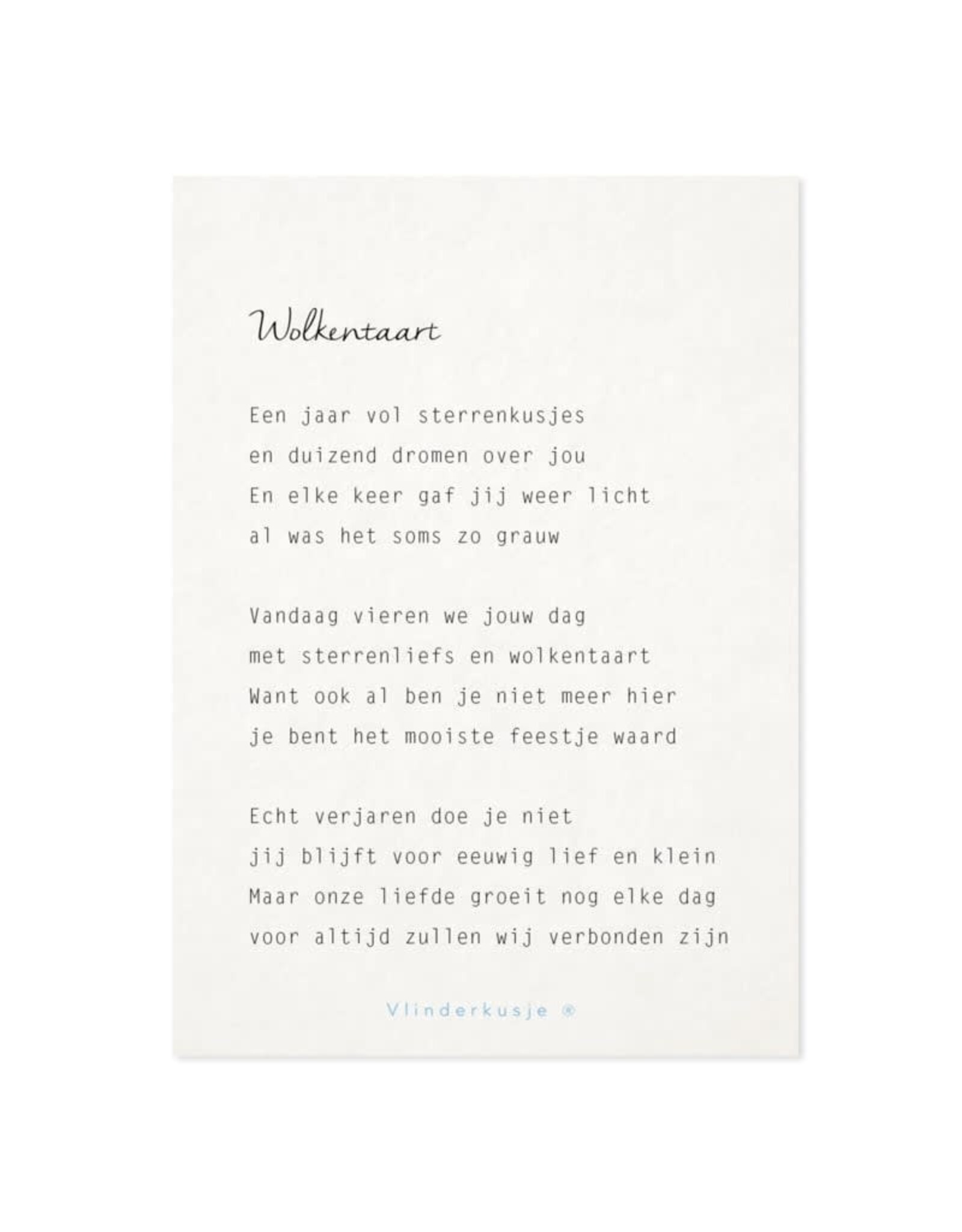 Vlinderkusjes Wenskaart - Wolkentaart - Postkaart + Envelop