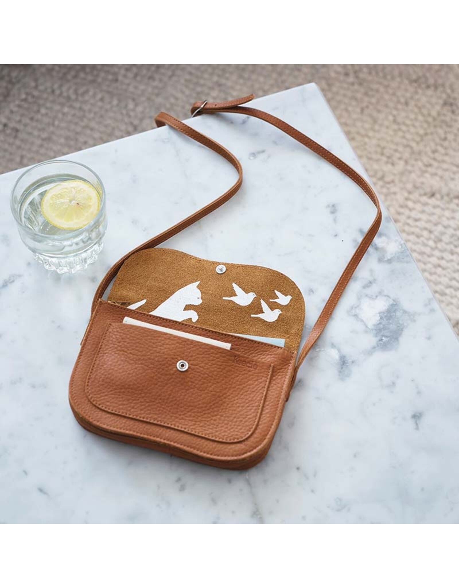 Keecie Cat Chase Bag, Cognac Used Look