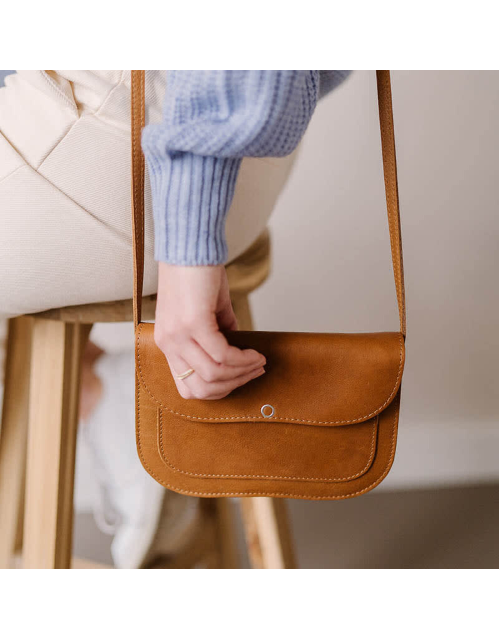 Keecie Cat Chase Bag, Cognac Used Look