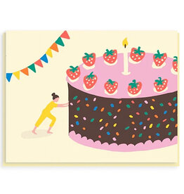 Emma Cooter Draws Wenskaart - Pushing Cake - Dubbele kaart + Envelop