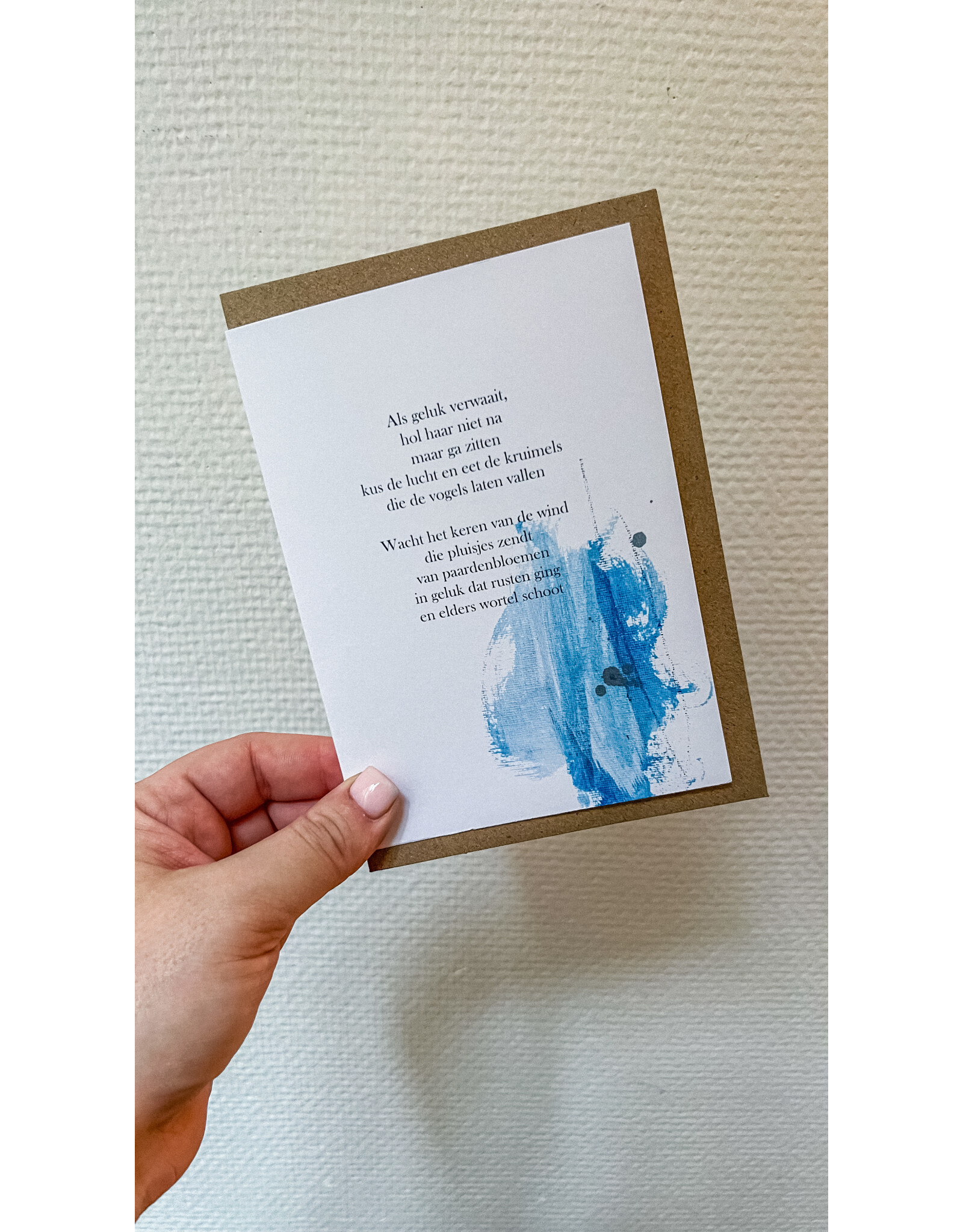 Mus in een Plas Wenskaart - Als geluk verwaait - Dubbele kaart + Envelop