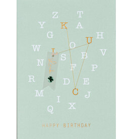 Raeder Wenskaart - Draad Happy Birhtday, Luck -  Dubbele kaart + Envelop