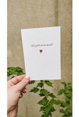 Mus in een Plas Wenskaart - Alle geluk van de wereld - Gouden Hartje - Postkaart + Envelop