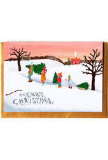 Reddish Design Wenskaart - Kerst - Gezinnetje, Merry Christmas - Dubbele kaart + Envelop