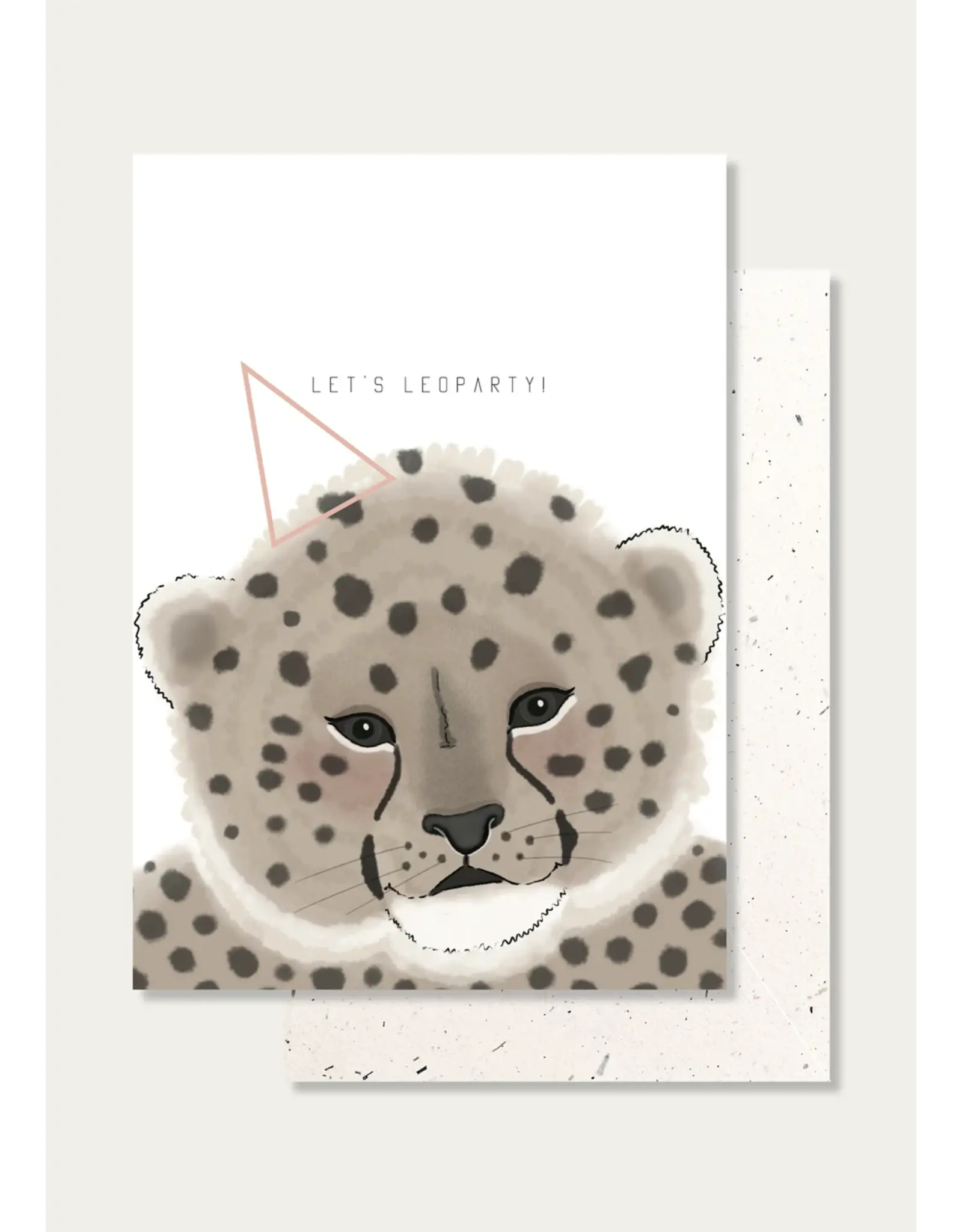 Studio Ahum Wenskaart - Let's Leoparty - Postkaart + Envelop