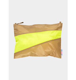 Susan Bijl Pouch L, Camel & Fluo Yellow - 35 x 25cm