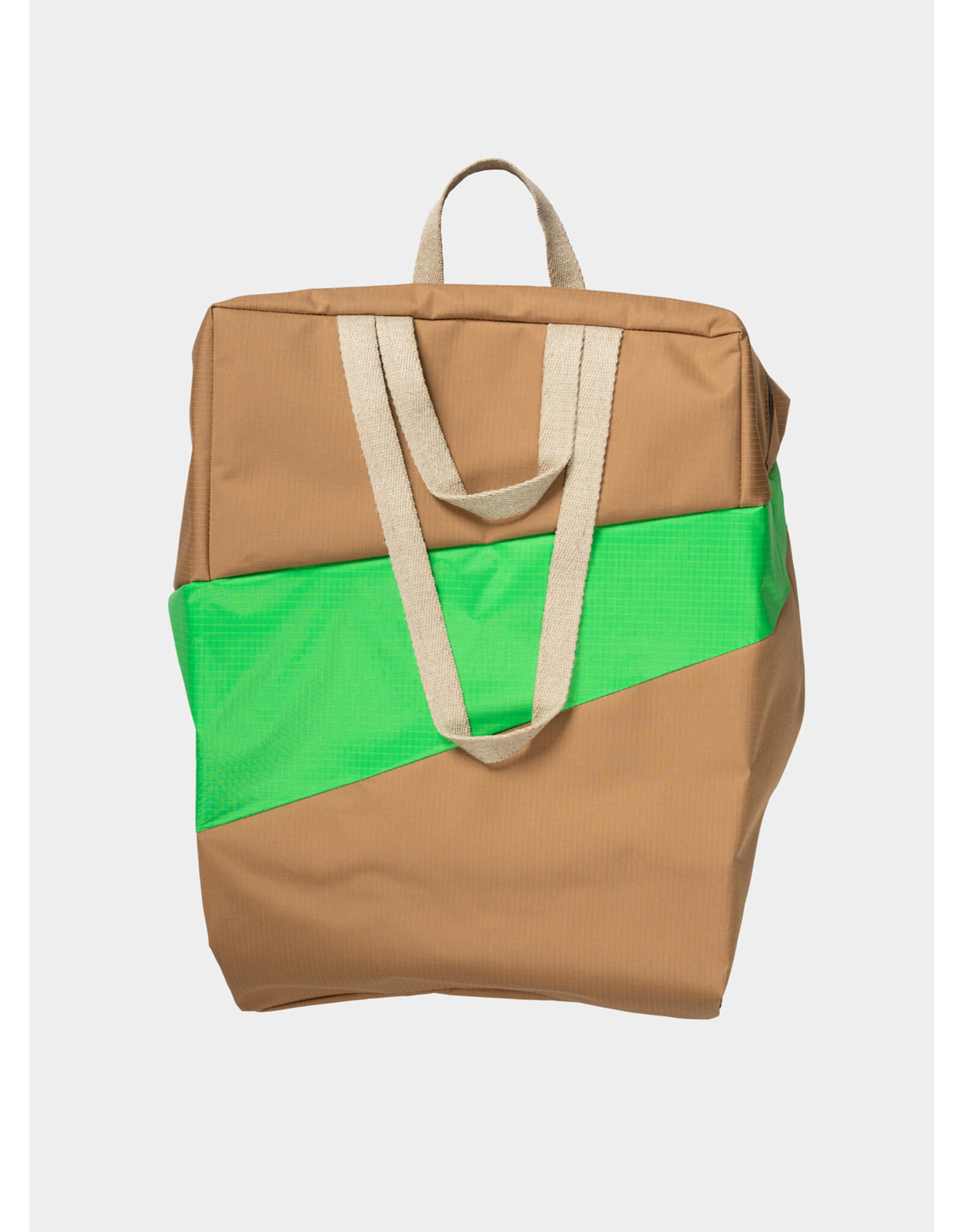 Susan Bijl Tote Bag L, Camel & Greenscreen - 37 x 56 x 26 cm