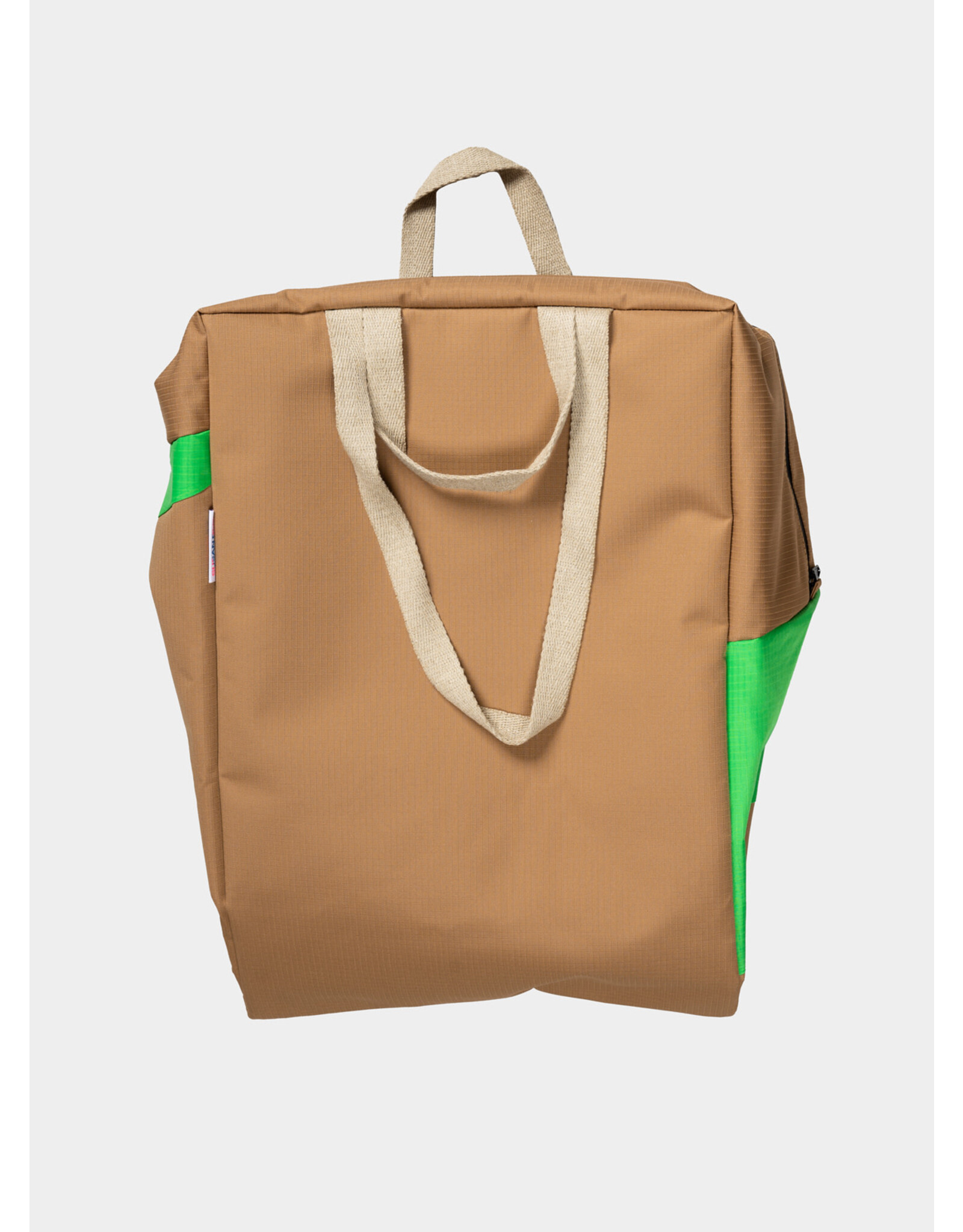 Susan Bijl Tote Bag L, Camel & Greenscreen - 37 x 56 x 26 cm