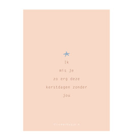 Vlinderkusjes Wenskaart - Kerst - Ik mis je zo deze kerst - Postkaart + Envelop