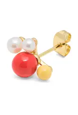 Lulu Copenhagen Oorbel Stud - Bouquet Red - Goud - Single