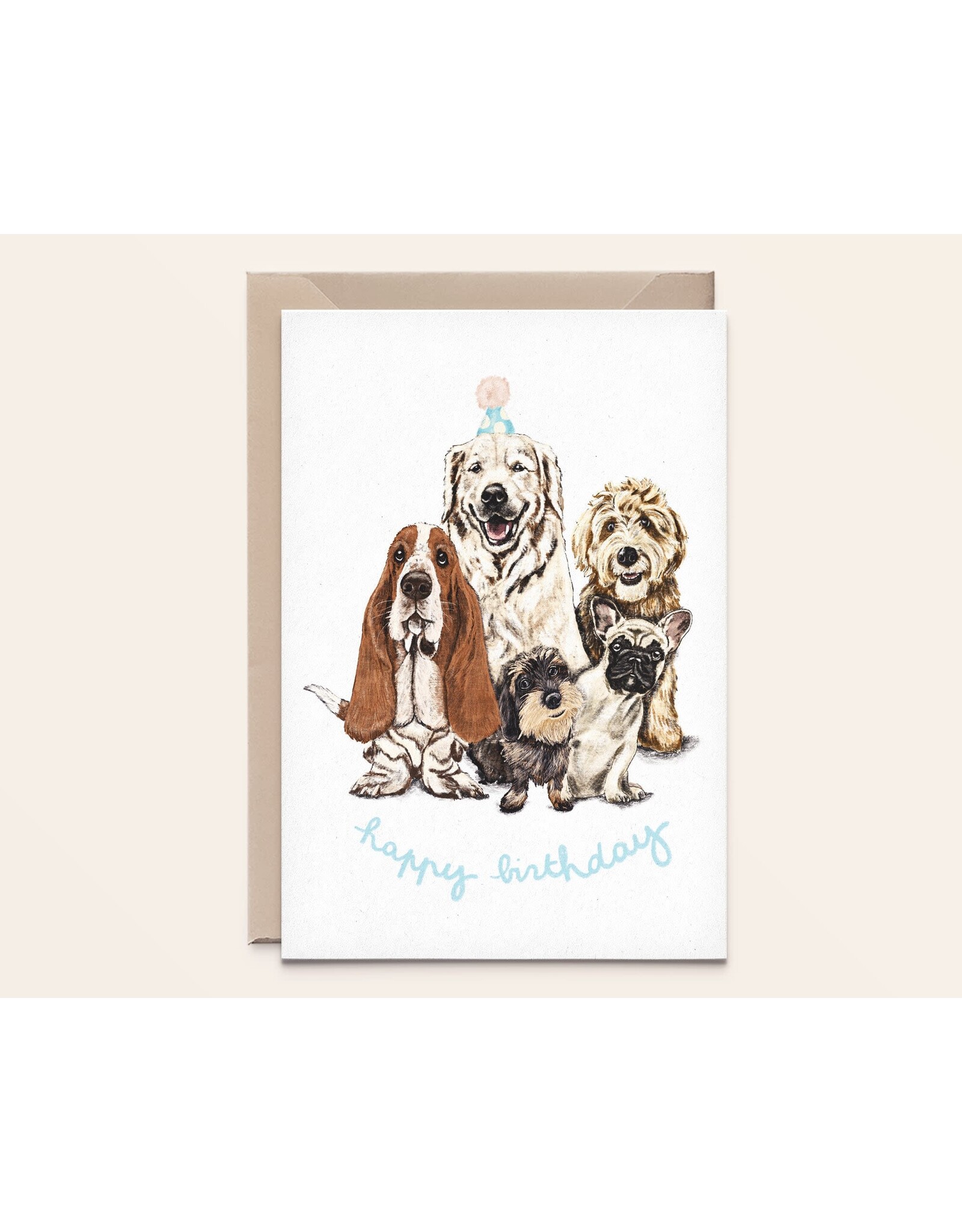 Kathings Wenskaart - Dogs Happy Birthday - Dubbele kaart + Envelop