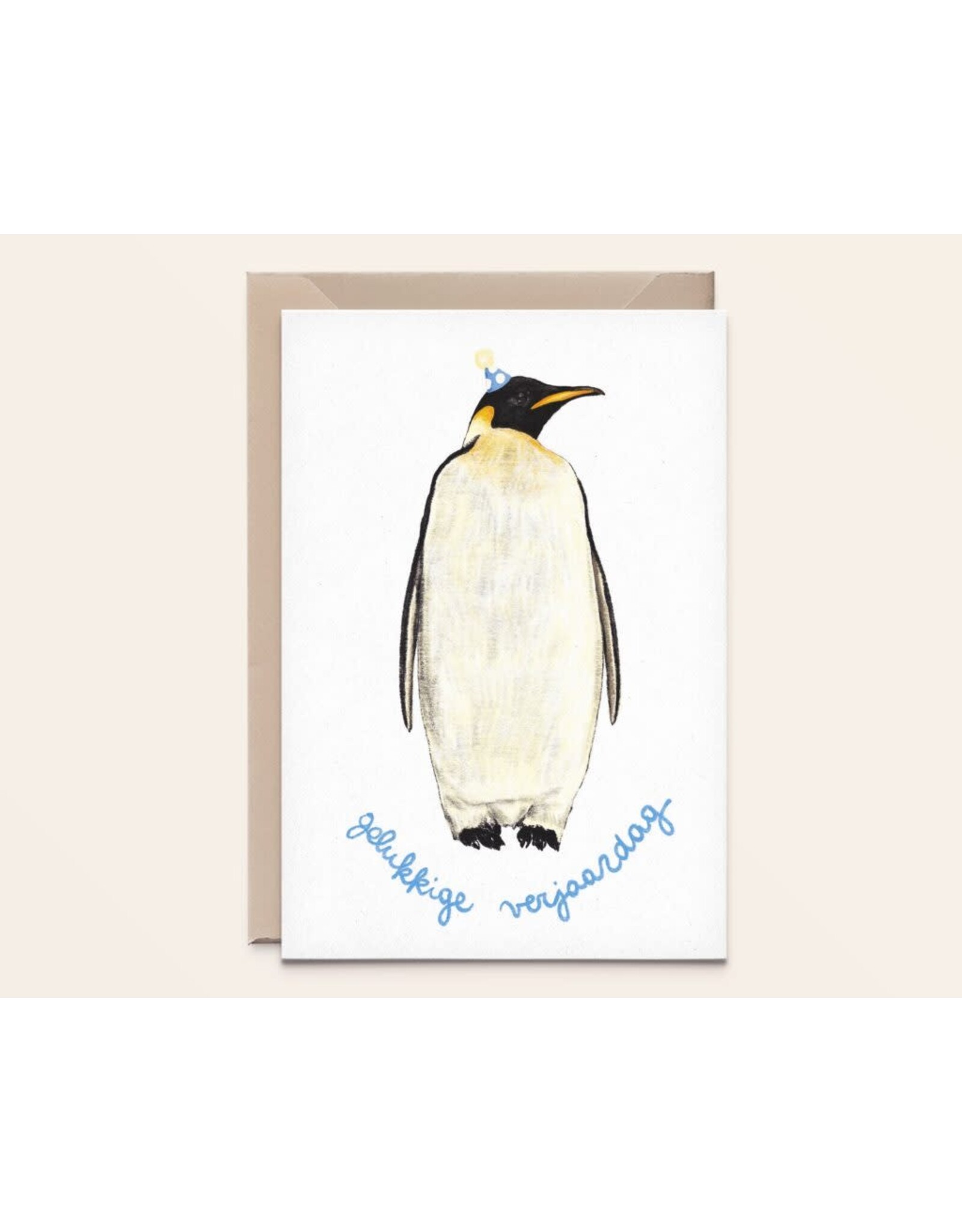 Kathings Wenskaart - Pinguin Big Verjaardag - Dubbele kaart + Envelop