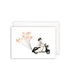 Leo La Douce Wenskaart - Bridal Scooter - Dubbele kaart + Envelop