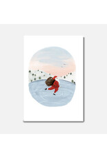 Pascale Editions Wenskaart - Santa on ice - Dubbele kaart + Envelop