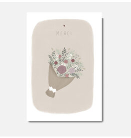 Pascale Editions Wenskaart - Bloemen, Merci - Dubbele kaart + Envelop