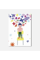 Pascale Editions Wenskaart - Fiere jongen op stoel - Dubbele kaart + Envelop