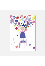 Pascale Editions Wenskaart - Fier meisje op stoel  - Dubbele kaart + Envelop